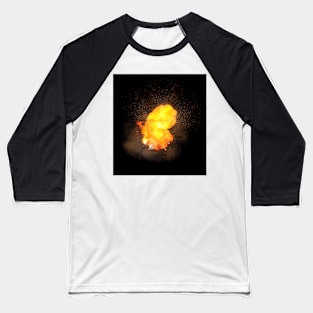 Realistic fiery explosion, orange color with sparks Baseball T-Shirt